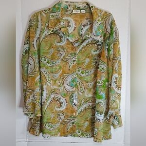Cato Green and Brown Paisley Shirt Size 22/24